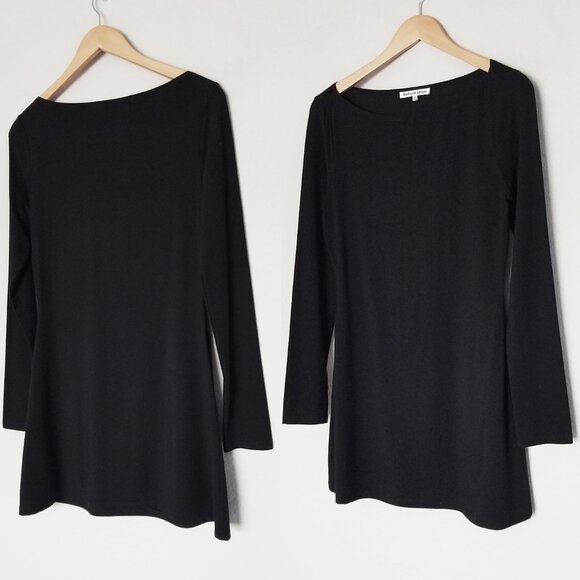 REFORMATION Jaelynn Knit Dress S Black Boat Neck Long Sleeve Mini $148 Tencel - Picture 15 of 15